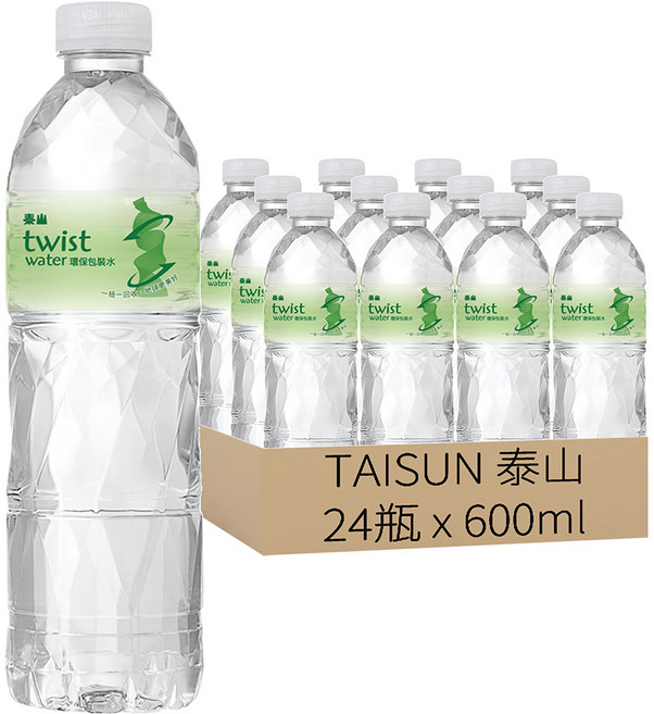 TAISUN 泰山 twist water 環保包裝水, 600ml, 24瓶