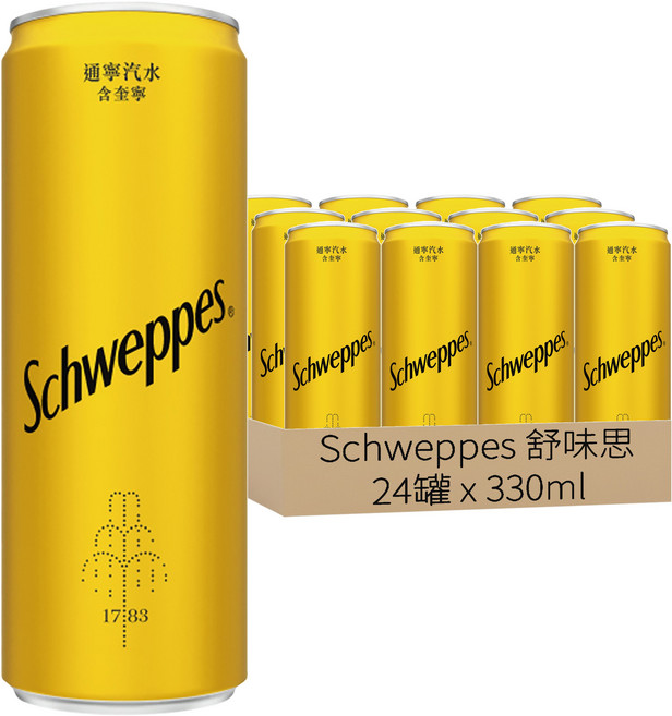 Schweppes 舒味思 通寧汽水, 330ml, 24罐