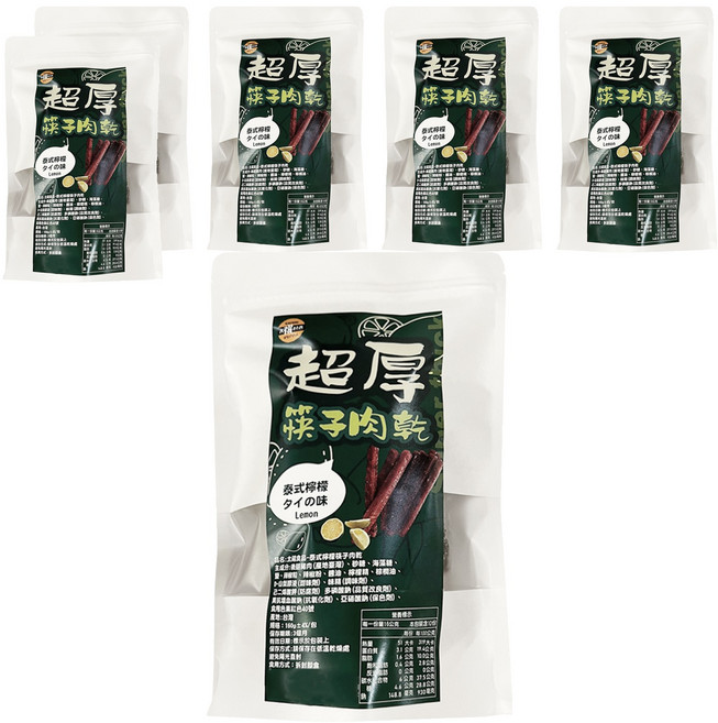 太禓食品 超厚筷子肉乾, 泰式檸檬, 160g, 6包
