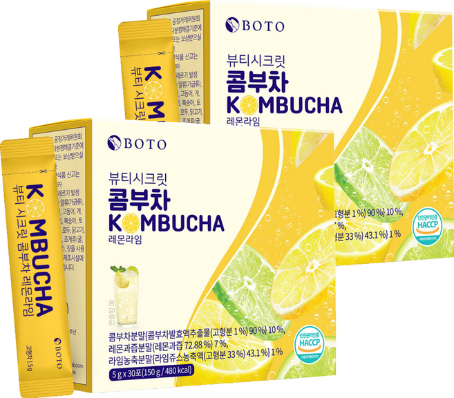 보뚜 뷰티시크릿 콤부차 레몬라임, 30개입, 2개, 5g