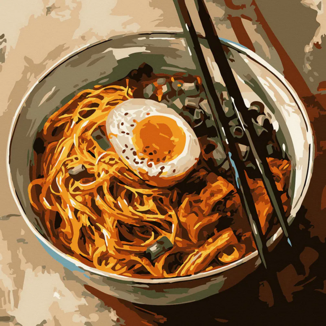 ArtLife 藝術生活 DIY數字油畫 AQ005 20 x 20cm, 熱情拉麵, 1組