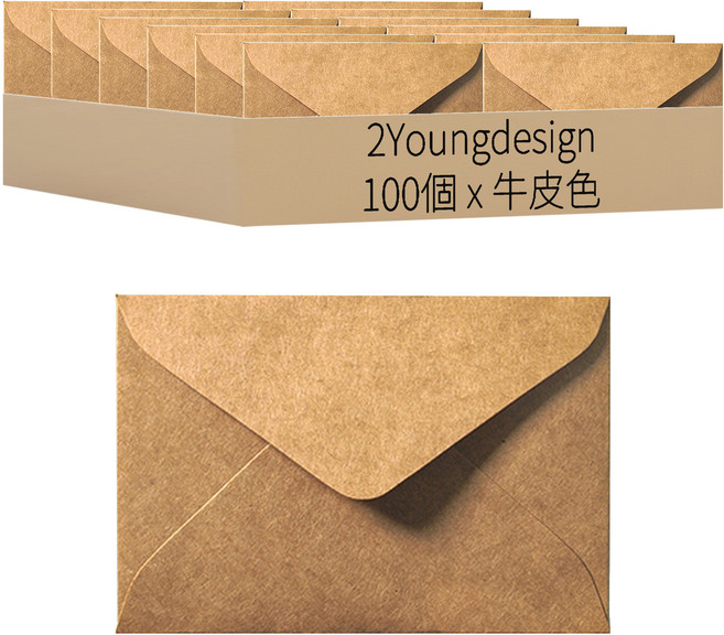 2Youngdesign 迷你卡片信封, 牛皮色, 100個