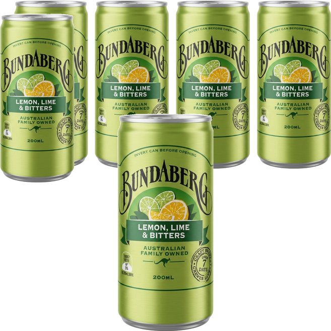 BUNDABERG 賓德寶 青青檸檬 氣泡飲, 200ml, 6罐