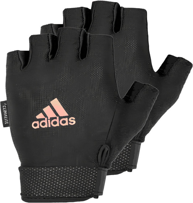 adidas 愛迪達 可調式透氣短指訓練手套, 粉色, 1雙
