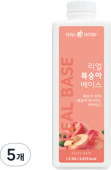 서울팩토리 리얼 복숭아 베이스, 1.2kg, 5개