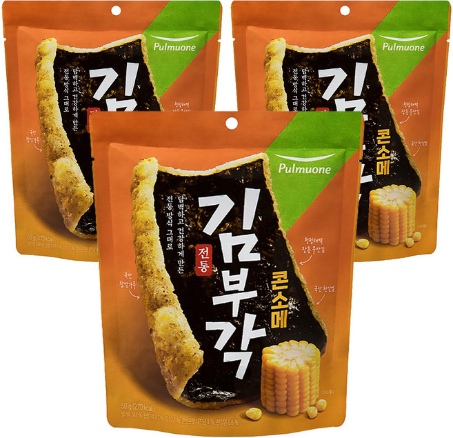 풀무원 전통 김부각 콘소메, 50g, 3개