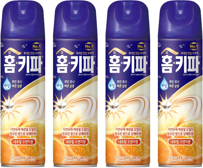 홈키파 엘비이 수성 알파 에어졸 내추럴 오렌지향, 500ml, 4개