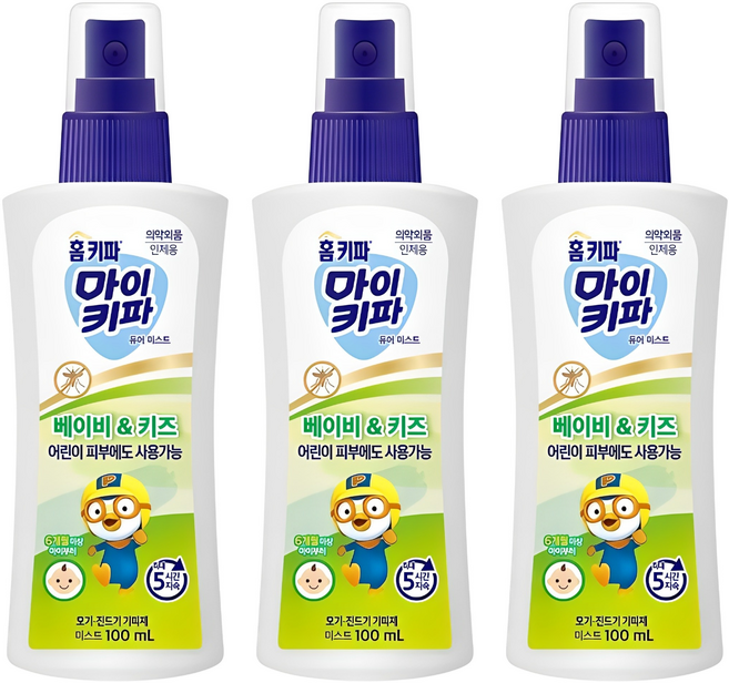 홈키파 마이키파 베이비 앤 키즈 퓨어미스트 해충기피스프레이, 100ml, 3개