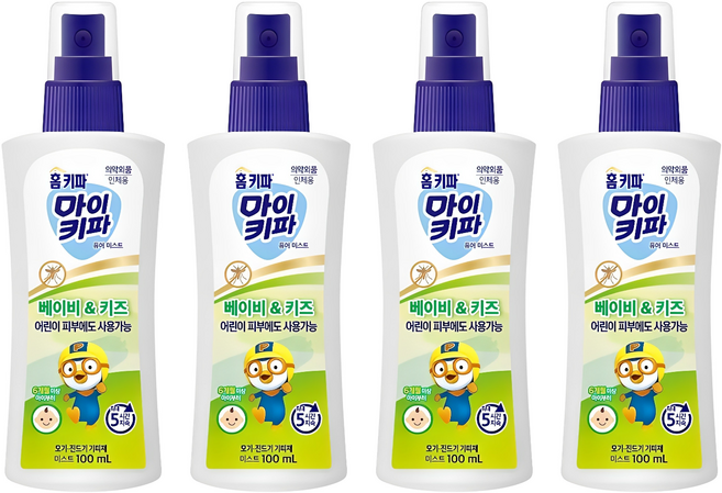 홈키파 마이키파 베이비 앤 키즈 퓨어미스트 해충기피스프레이, 100ml, 4개