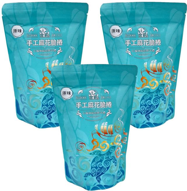 小琉球合家 手工麻花脆捲 原味, 190g, 3包