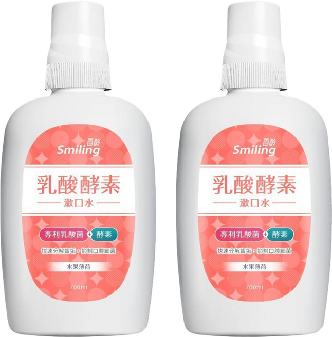 Smiling 百齡 乳酸酵素漱口水 水果薄荷, 700ml, 2瓶