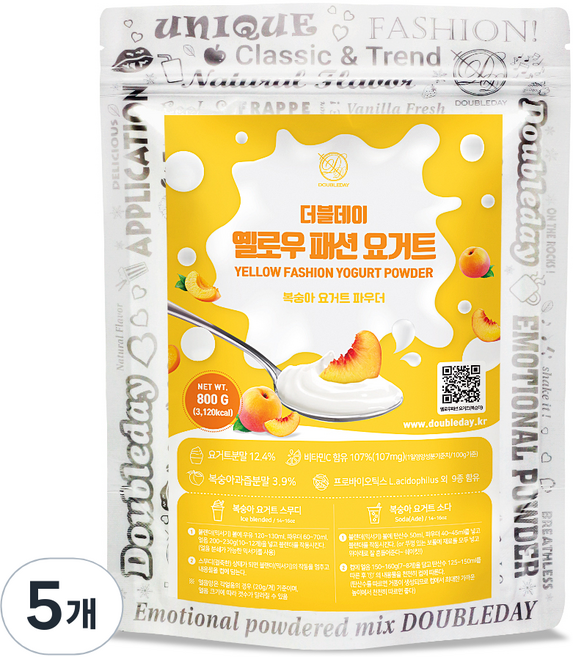 더블데이 옐로우패션 복숭아 요거트 파우더, 5개, 800g