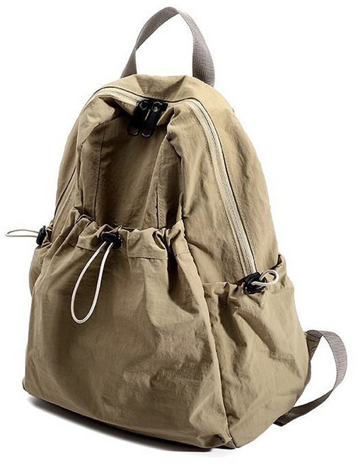 ELVEO 抽繩簡約休閒運動後揹包, 卡其色, 1個