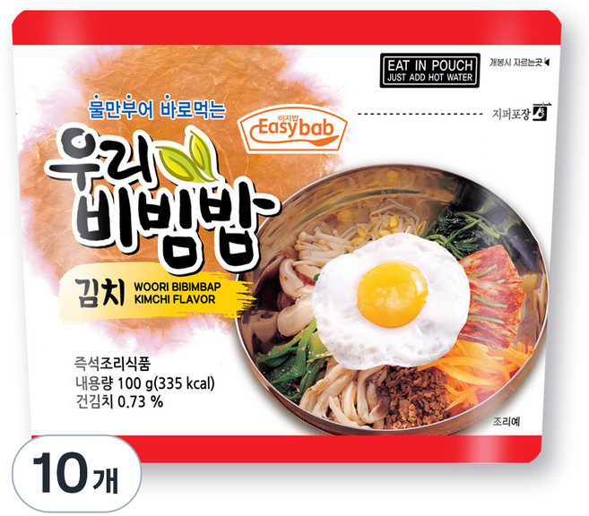 이지밥 우리비빔밥 김치, 100g, 10개
