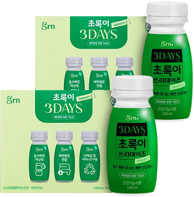 grn Green 3 Days Season 2難消化性麥芽糊精順暢飲 蘋果口味 100ml, 1瓶, 6瓶