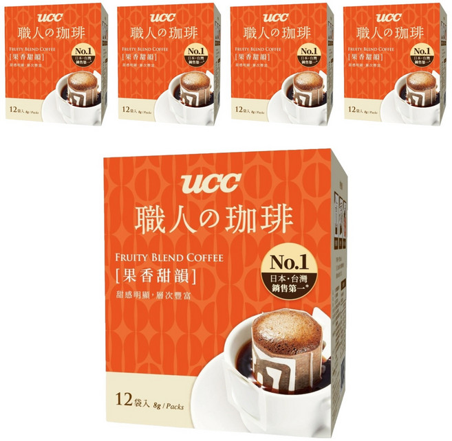 ucc 職人的珈琲 果香甜韻濾掛式咖啡, 8g, 12包, 5盒