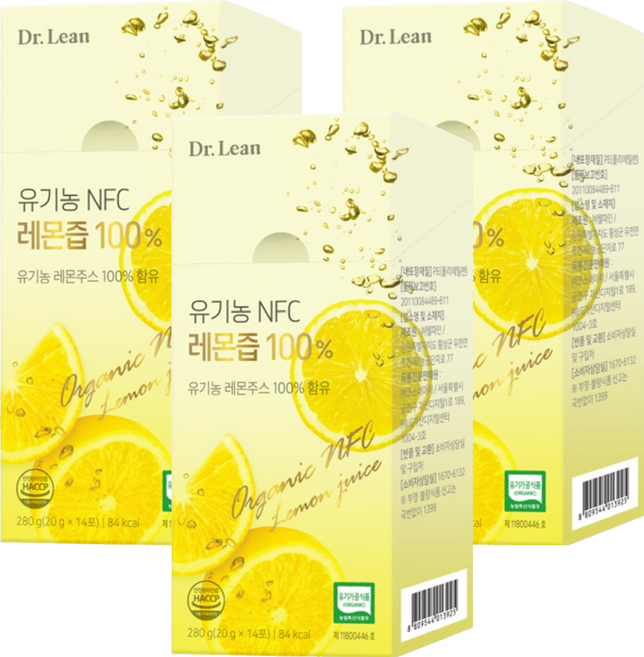 닥터린 유기농 NFC 레몬즙, 280g, 3개