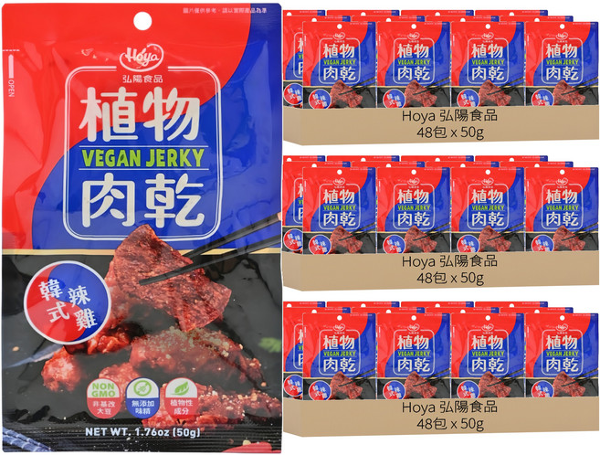 Hoya 弘陽食品 植物肉乾 韓式辣雞風味, 50g, 144包