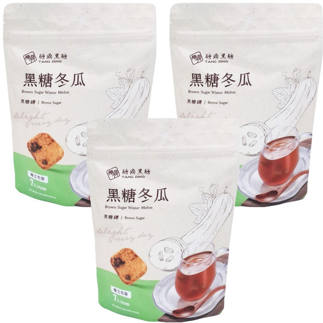 糖鼎 黑糖磚 黑糖冬瓜, 30g, 7個, 3袋