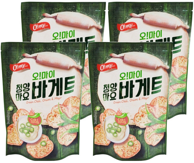 O my food 歐邁福 法式麵包餅乾 青陽辣椒美乃滋口味, 80g, 4包