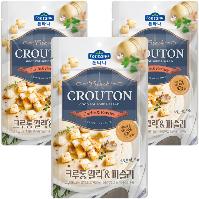 폰타나 프렌치 크루통 갈릭 & 파슬리, 28g, 3개