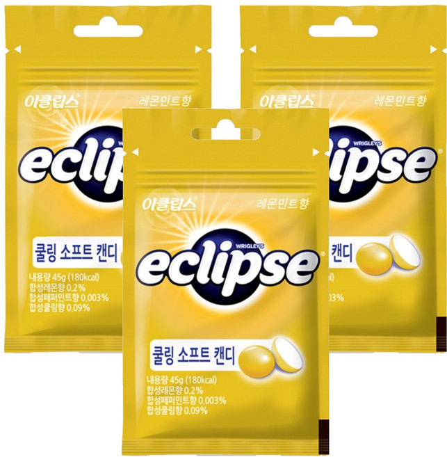 이클립스 쿨링 소프트 캔디 레몬민트향, 45g, 3개