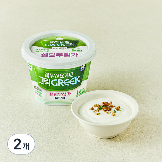 풀무원다논 그릭 설탕무첨가 플레인 요거트, 400g, 2개