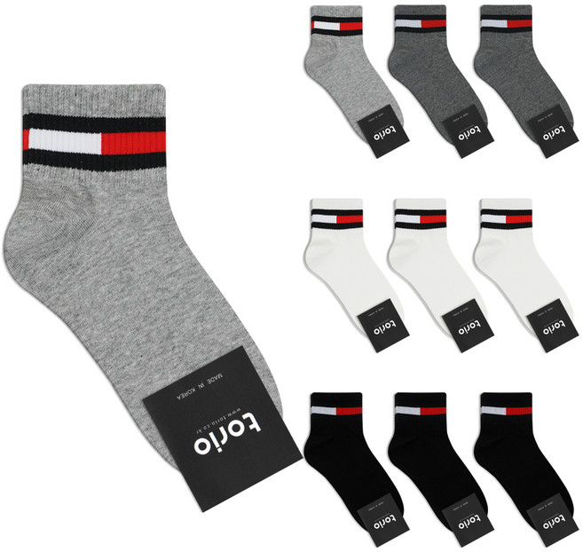 박군 남성용 신사 레드라인 양말 10p 세트