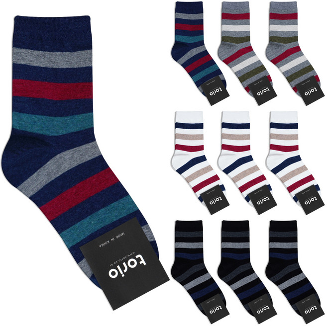 박군 남성용 신사 이든 양말 화이트 3p + 그레이 2p + 네이비 2p + 블랙 3p 세트