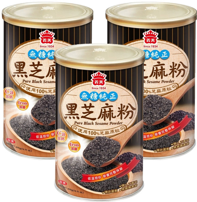 義美 黑芝麻粉, 400g, 3罐