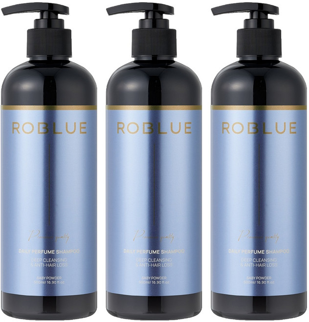 로블루 마이크로 딥 바이옴 비듬 탈모 케어 샴푸 베이비파우더향, 3개, 500ml