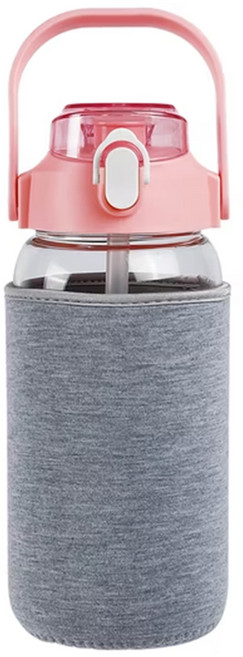 Quasi 樂蜜玻璃水瓶 附套, 嫩粉色, 750ml, 1個