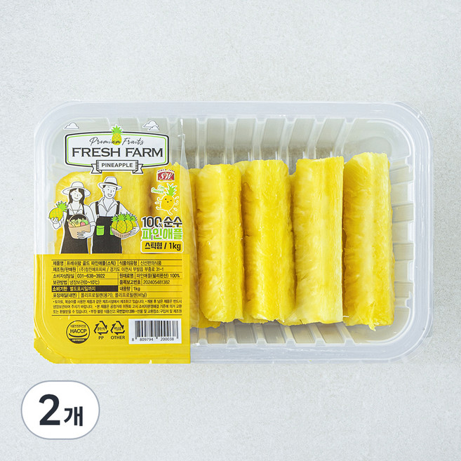 프레쉬팜 골드 파인애플 스틱, 1kg, 2개