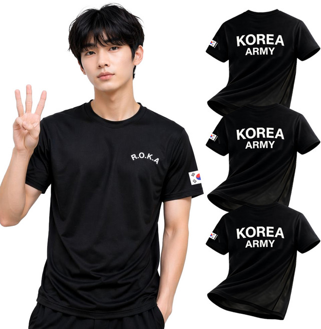 MILIBRO 男女通用 涼感 ROKA KOREA ARMY 短袖T恤 3件組