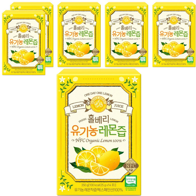 홀베리 정품 유기농 레몬즙, 350g, 6개
