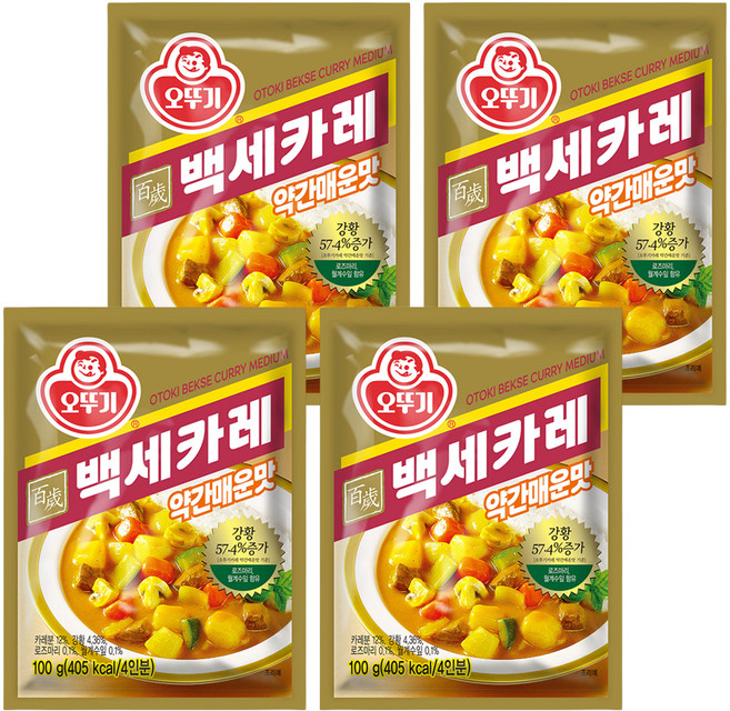 오뚜기 백세카레 약간매운맛, 100g, 4개