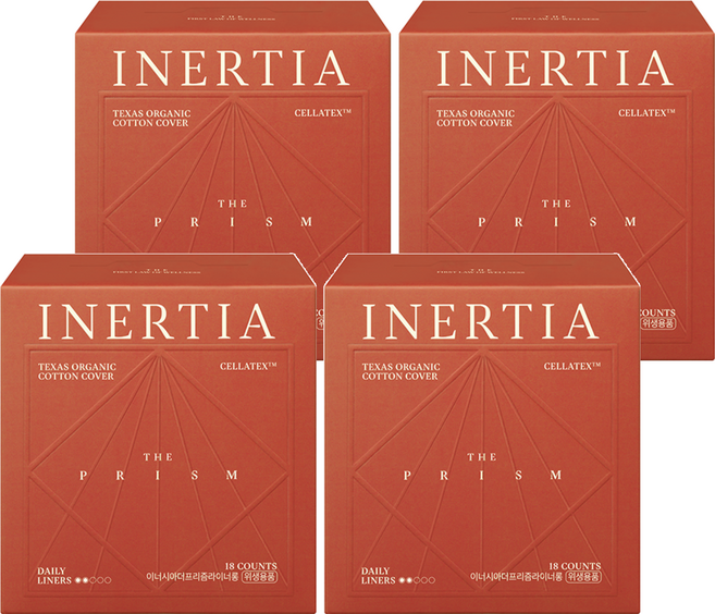 이너시아 더 프리즘 면커버 팬티라이너, 롱, 18개입, 4개