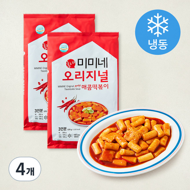 미미네 오리지널 매콤 떡볶이 (냉동), 570g, 4봉