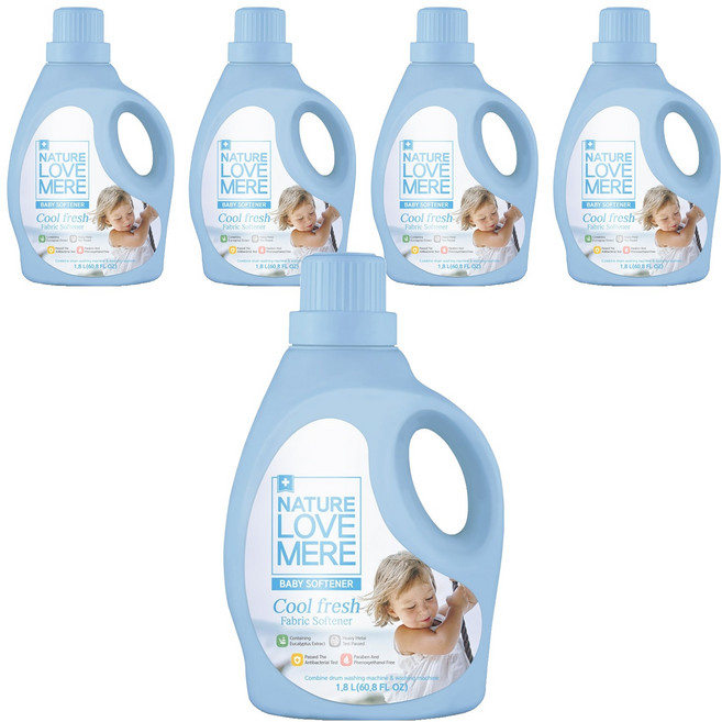 네이쳐러브메레 쿨프레쉬 유아 섬유유연제 코튼향 본품, 1.8L, 5개