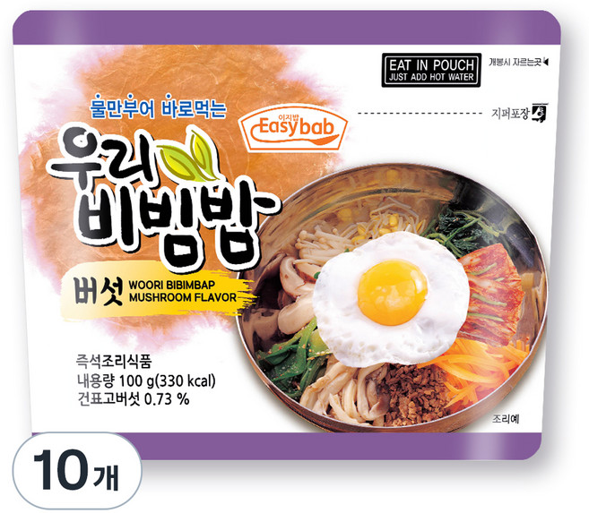 이지밥 우리비빔밥 버섯, 100g, 10개