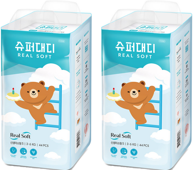 슈퍼대디 리얼소프트 밴드형 기저귀 신생아, 신생아용(NB), 88매