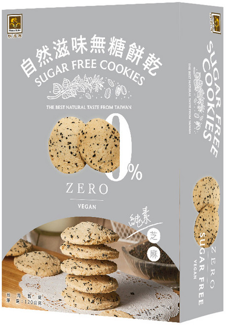 Home Bake 烘焙客 無糖芝麻餅乾, 120g, 1盒