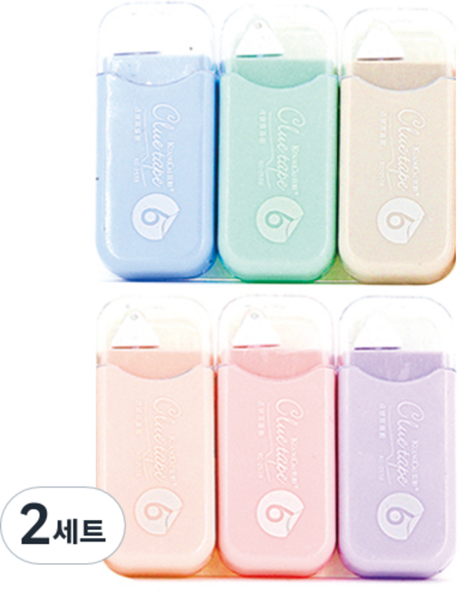 KUANGCAI 소프트 파스텔 수정테이프 6종 세트, 혼합색상, 2세트