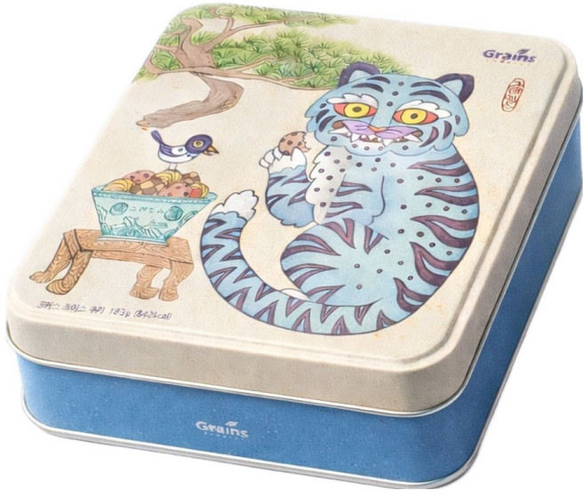 그래인스쿠키 베이커스초이스 틴케이스 쿠키 + 쇼핑백 세트, 1세트