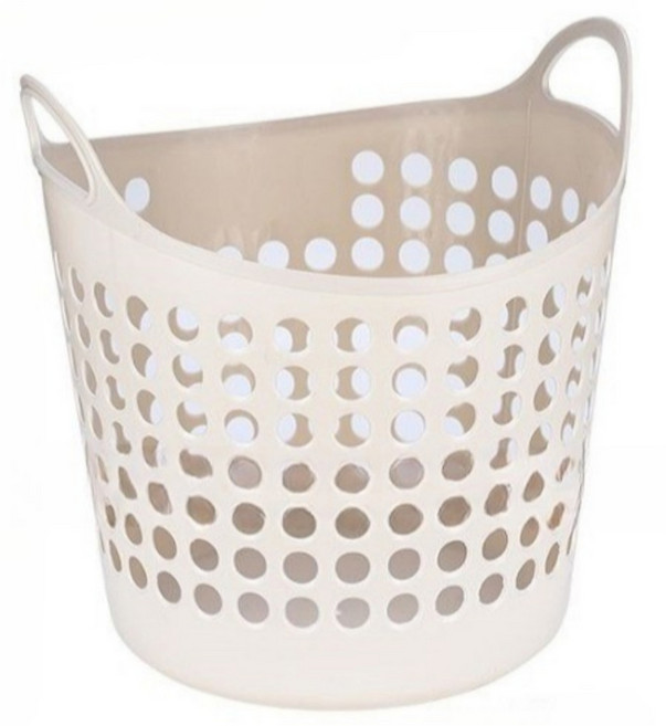 오코로 통기성 좋은 세탁 빨래바구니 50L, 아이보리