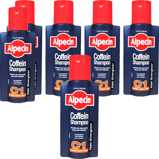 Alpecin 咖啡因洗髮露 C1 強健髮根 活絡頭皮 豐盈髮絲 德國製造, 250ml, 6瓶