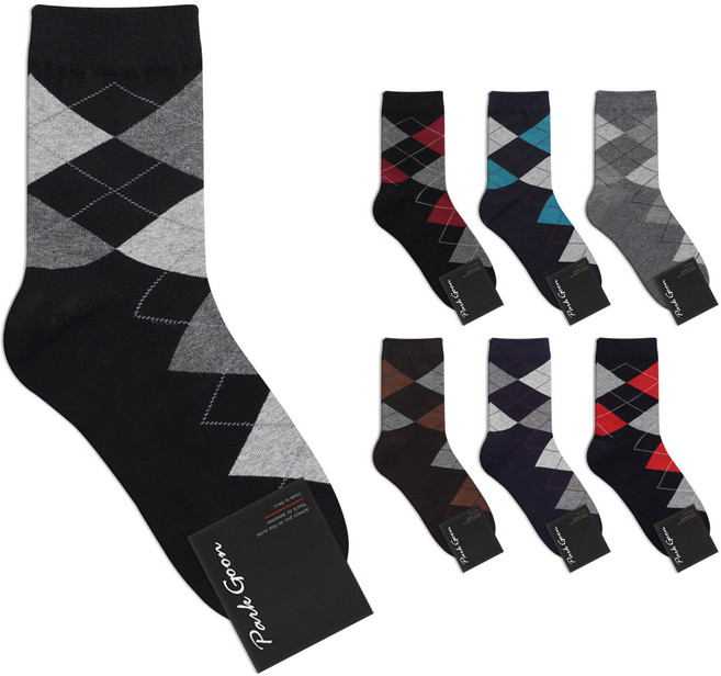 박군 남성용 신사 아가일 양말 7p