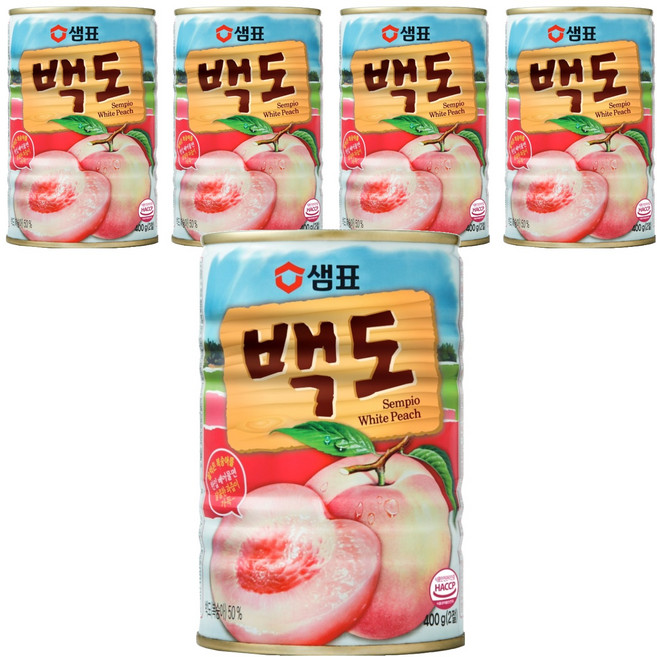 샘표 백도 통조림, 400g, 5개