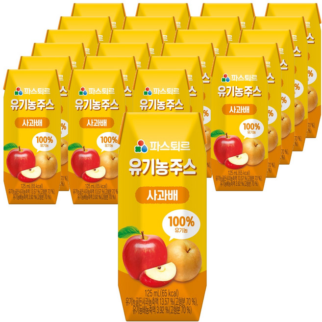 파스퇴르 유기농주스, 125ml, 24개