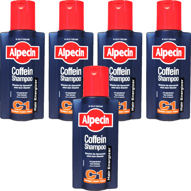 Alpecin 咖啡因洗髮露 C1 強健髮根 活絡頭皮 豐盈髮絲 德國製造, 250ml, 5瓶